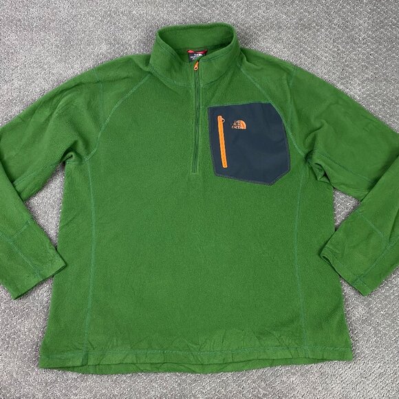 The North Face 1/4 Zip Fleece Pullover Mens XL Green 1/2 Zip TKA 100 Lightweight - Picture 1 of 10